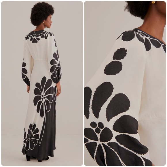 FARM Rio Palermo Floral Long Sleeve cutout Dress size L - Picture 3 of 13